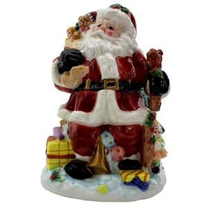 Gibson Ceramic Santa Cookie Jar Carrying Toy Bag • Christmas Tree • Toys • Gifts